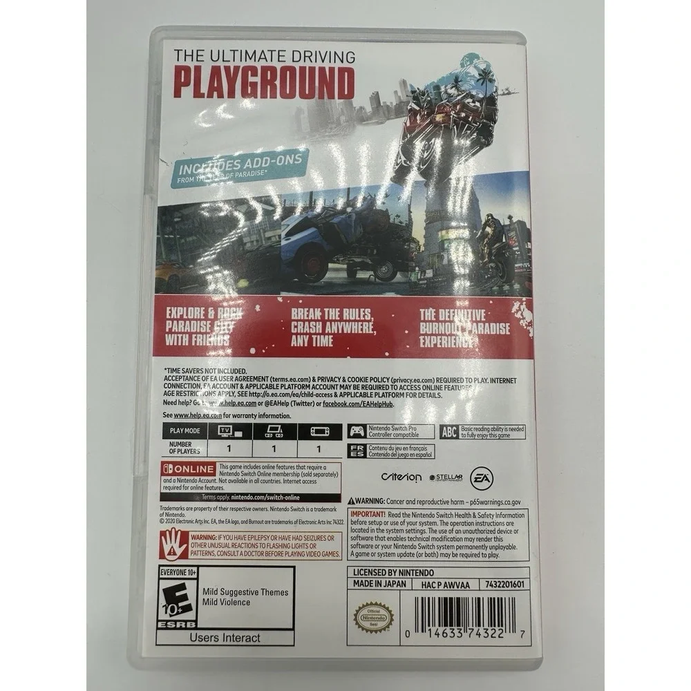 Burnout Paradise Remastered Nintendo Switch Game CIB Complete Tested Works